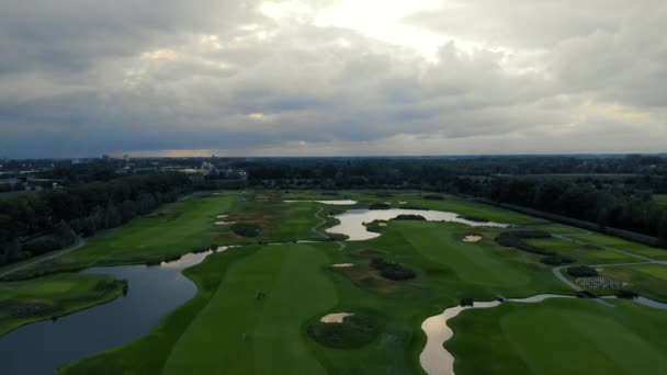 Epische Drone Schot Golfbaan Hollandse Gaten Weken Voor Klm Open — Stockvideo