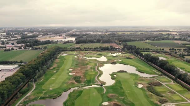 Epic Drone Shot Golf Course Dutch Holes Weeks Klm Open — Stock Video