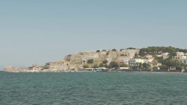 Mytilene Şatosu Lesvos Adası Nda Bir Yaz Gününde Geniş Çekim — Stok video