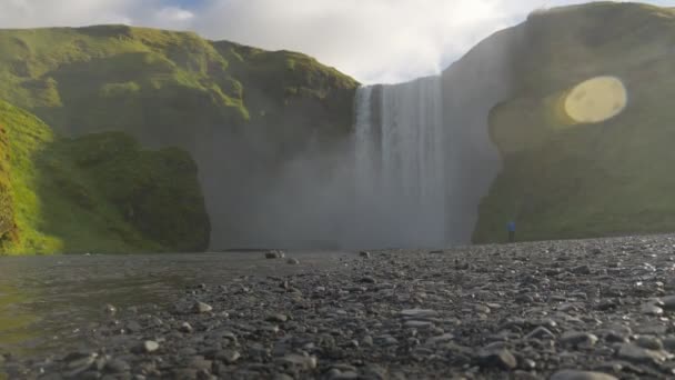 Majestuosa Cascada Islandia Atardecer — Vídeos de Stock