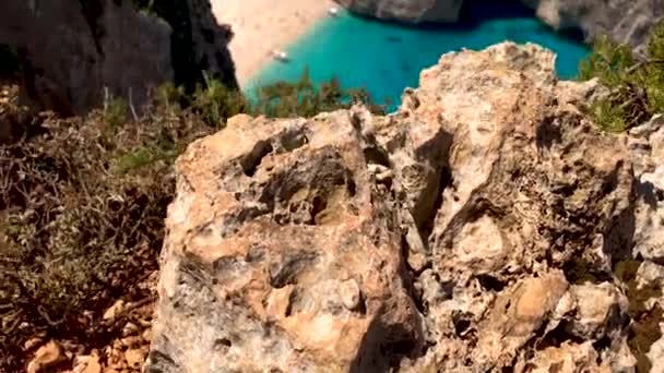 Bela Vista Topo Praia Dos Naufrágios Zakynthos Grécia — Vídeo de Stock