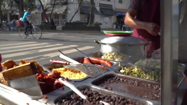 Slow Motion Taco Stand Dans Une Rue Mexico — Video