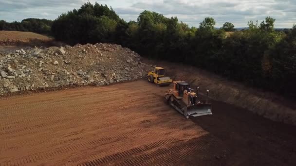 Caterpillar Dozer Pushing Earth — Stock Video