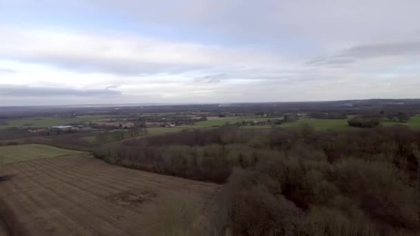 Аэросъемка Типичного Британского Пруда Сельской Местности — стоковое видео