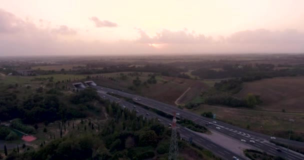 Drone Voando Sobre Estrada Roma — Vídeo de Stock