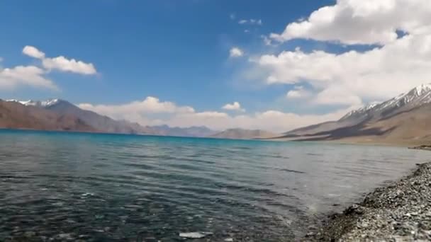 Een Heldere Dag Pangong Meer Gelegen Ladakh District Jammu Kasjmir — Stockvideo