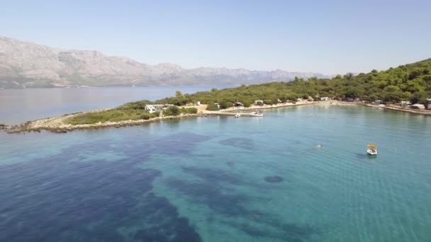 Luchtbeelden Uit Kroatië Makarska Riviera Panning Met Drone Een Geweldige — Stockvideo