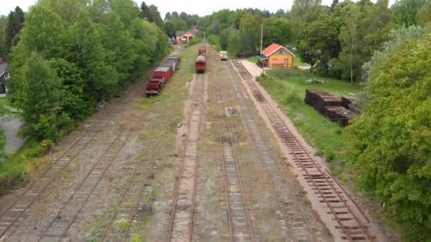 Une Séquence Drone Une Gare Avec Vieux Train — Video