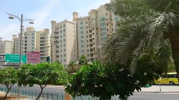 Pan Slide Day View Street Apartment Buildings Villas Dubai Oae — стокове відео