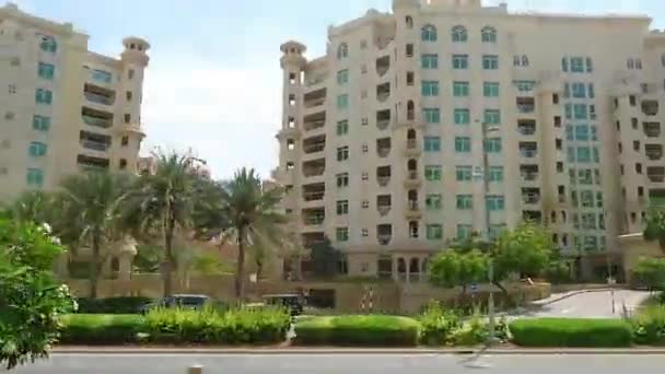 Pan Slide Day View Street Apartment Buildings Villas Dubai Uae — Stockvideo