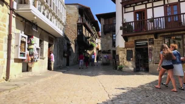 Şehrin Güzel Kaldırımlı Sokaklarında Yürüyen Insanlar — Stok video