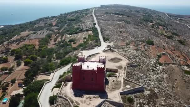 Okrągły Widok Lotu Ptaka Wieżę Agaty Malta — Wideo stockowe