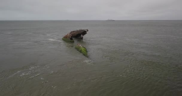Корабель Розбився Атлантусі Біля Узбережжя Кейп Мей Його Можна Побачити — стокове відео