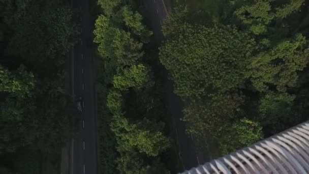 新加坡天际线 波浪桥 日间无人驾驶飞机飞越的空中景观 — 图库视频影像
