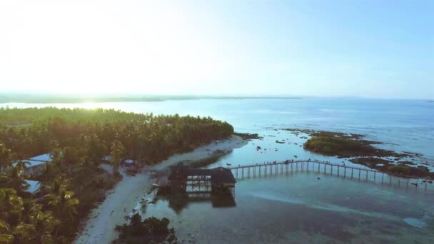 Viewpoint Havet Cloud Nine Surfa Punkt Siargao Island Filippinerna Flygfoto — Stockvideo