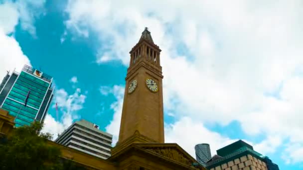 Brisbane City Hall Hyperlapse Timelapse — стокове відео