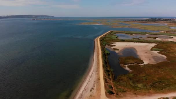 Disparo Aéreo Largo Costa Lymington Hampshire — Vídeos de Stock