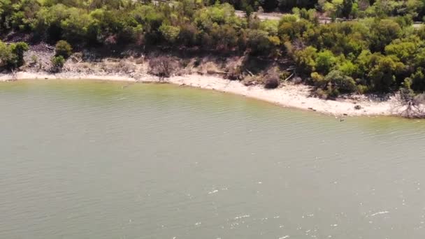 Teksas Taki Waco Gölü Üzerinde Bir Drone Vuruldu Arka Planda — Stok video