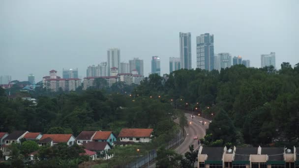 马来西亚 柔佛巴鲁 夜以继日的城市景观时间 — 图库视频影像
