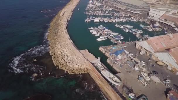 Srail Eski Jaffa Limanı Nın Hava Çekimi — Stok video