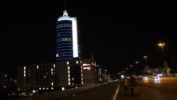 Monaco Baviera Notte Illuminato Metraggio Paesaggio Urbano — Video Stock