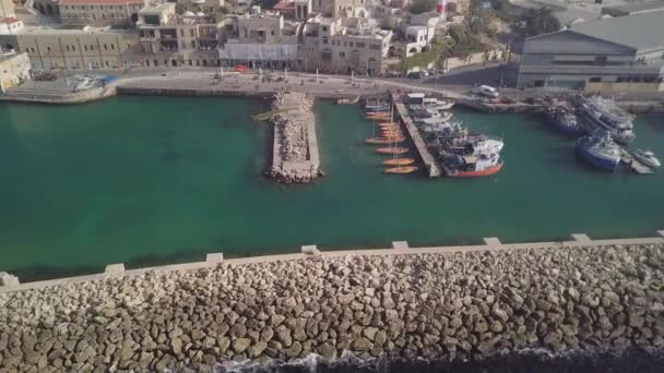 Аэросъемка Старого Порта Яффо Израиль — стоковое видео