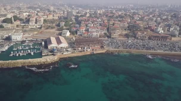 Srail Eski Jaffa Limanı Nın Hava Çekimi — Stok video