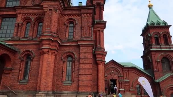 Vista Perto Catedral Uspenski Helsinki — Vídeo de Stock