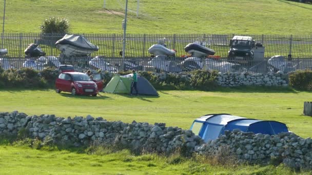Campingplatz Gefilmt Der Gegend Von Barmouth Llanaber Und Gwynedd Nordwales — Stockvideo