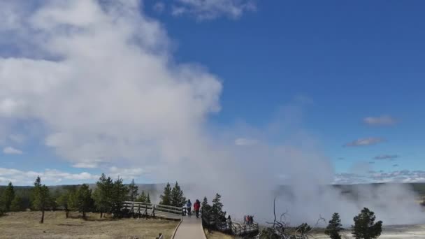 Nagranie Jednego Wielu Gejzerów Parku Narodowym Yellowstone Wyoming — Wideo stockowe