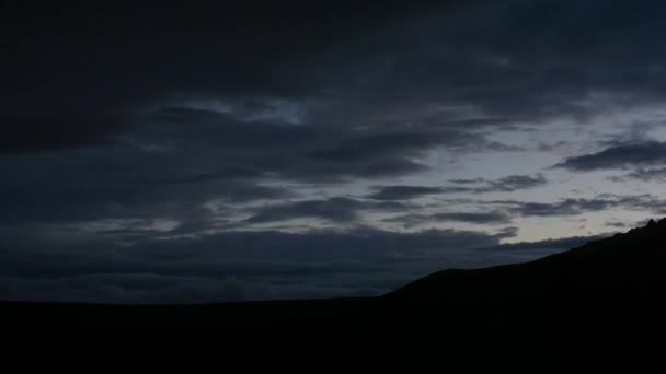 Paisagem Iceland Dramática Após Pôr Sol Ficando Escuro Nuvens Movimento — Vídeo de Stock