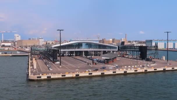 Vista Muito Movimento Terminal Ferry Helsinki Porto Oeste — Vídeo de Stock