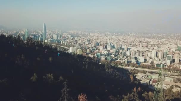 Colpo Aereo Sulla Collina San Cristobal Santiago Del Cile — Video Stock