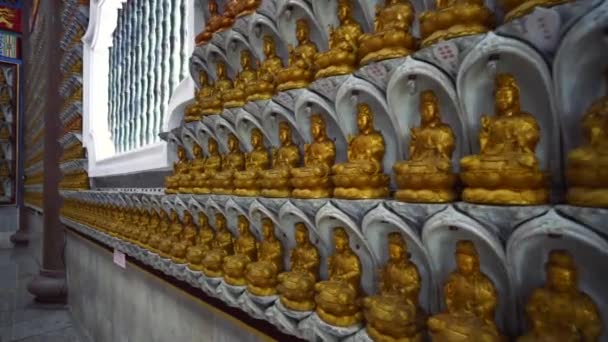 Estatua Buda Cubierta Pared Templo Kek Lok Penang Malasia — Vídeos de Stock