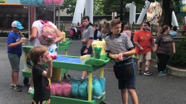 Boy Vendor Hershey Park Hershey Pennsylvania Agosto 2018 Punto Vista — Vídeos de Stock