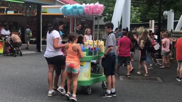 Продавец Сахарной Ваты Попкорна Херши Парк Пенсильвания Август — стоковое видео
