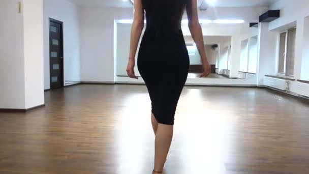 Young Beautiful Woman Dance Dance Studio — Stock Video