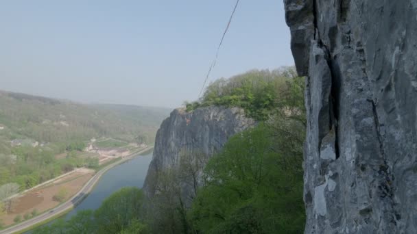 Cinematic Slack Line Hög Linje Extrema Sporter Bergen Tyskland — Stockvideo