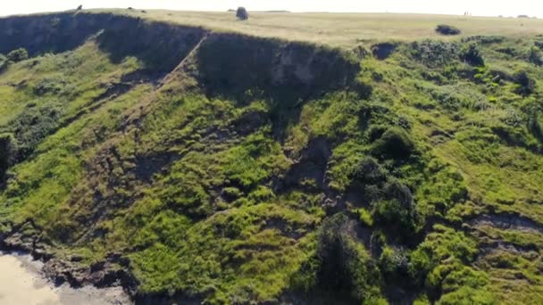 Dji Drone Filey Beach Cliff Level — Vídeos de Stock
