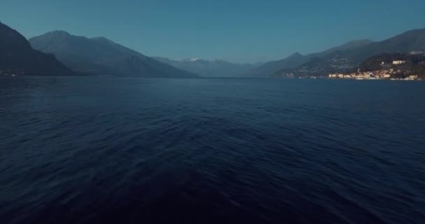 Беспилотный Вид Озеро Комо Италии Закате — стоковое видео