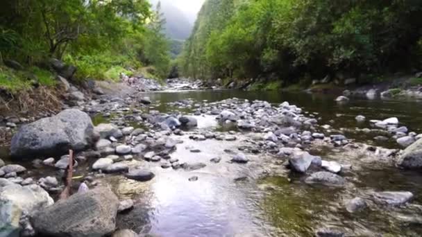 Fiume Tra Montagne Vista Panoramica — Video Stock