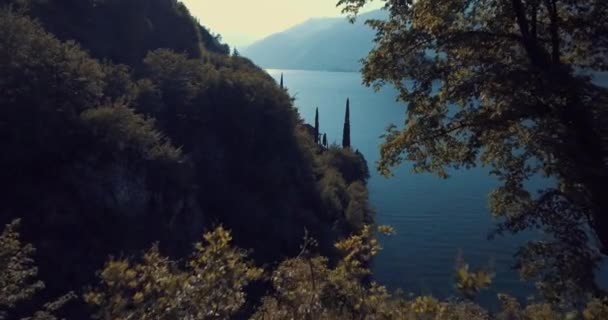 Drone Vista Aérea Lago Como Itália Pôr Sol — Vídeo de Stock