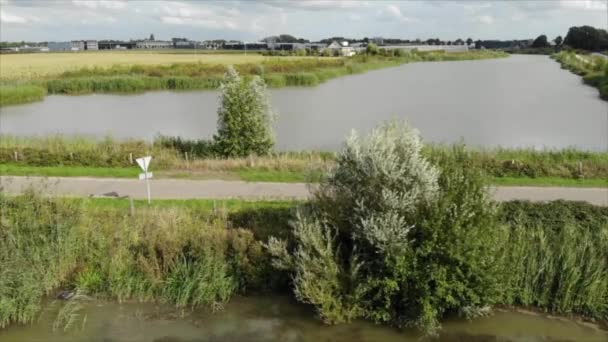 Ağaçlı Yollu Göl Manzaralı Huissen Gld — Stok video