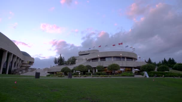 Zonsondergang Boven Het Canadese Museum Voor Geschiedenis Ottawa Ontario — Stockvideo