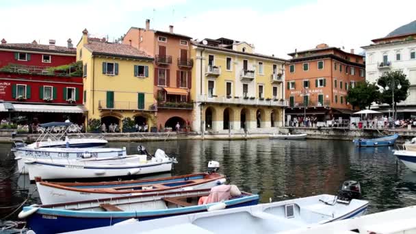Marina Von Malcesine Herzen Der Altstadt Gardasee Lago Garda Italien — Stockvideo