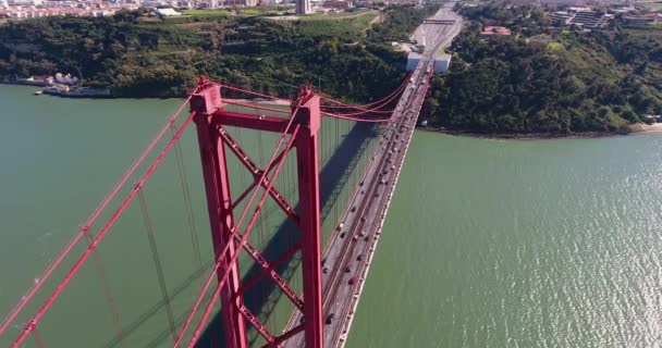Lizbon Daki Abril Köprüsü Portekiz Deki Nisan Köprüsü Görüşü — Stok video