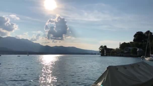 Teplý Večer Jezera Thun — Stock video