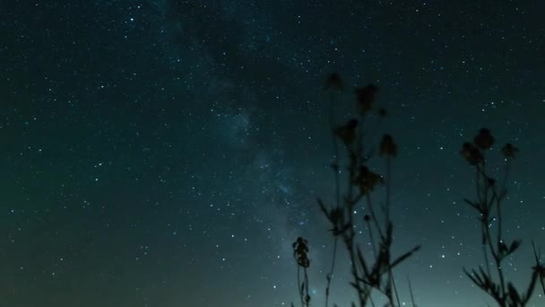 Time Lapse Milky Way Passing Open Prairie — Stock Video