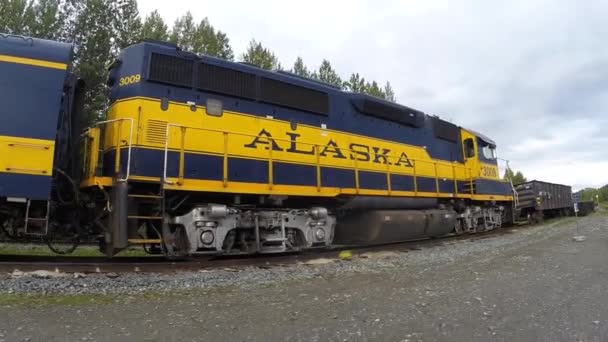 Двигатель Аляскинской Железной Дороге Показано Реалити Шоу — стоковое видео