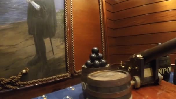 Canhões Entrada Bar Schooner Radiance Seas Navio Cruzeiro — Vídeo de Stock